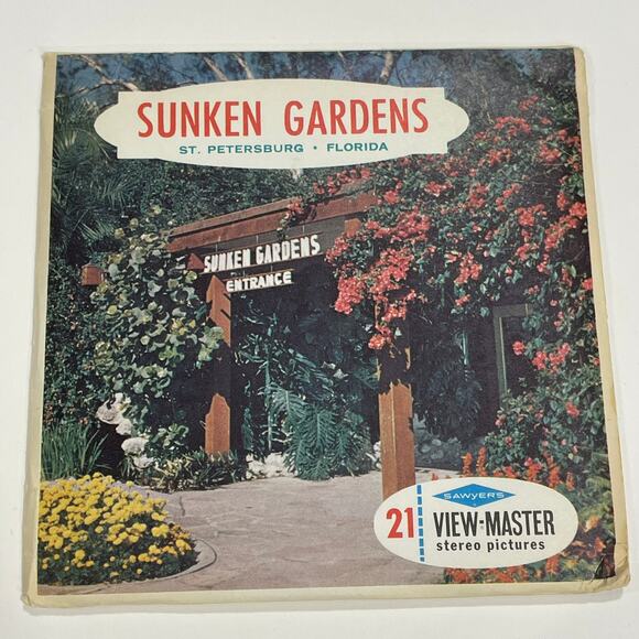 1955 ViewMaster A992 Sunken Gardens St Petersburg Florida 3 Reel Packet Vintage - Picture 1 of 5